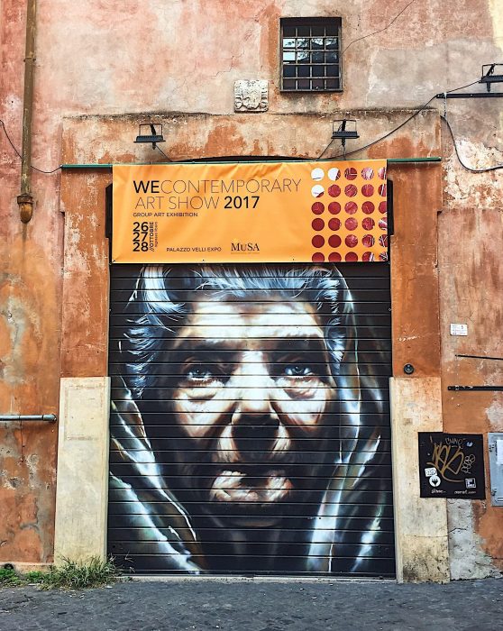 La Vecchia di Neve street art Roma trastevere