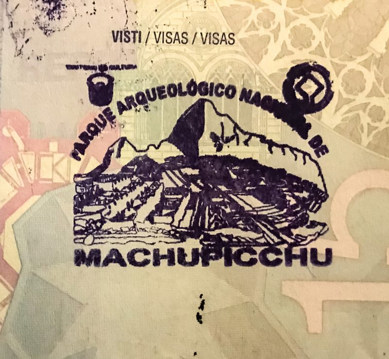 Timbro passaporto Machu Picchu